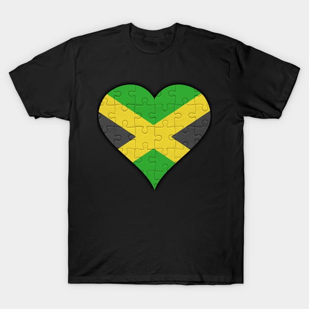 Jamaican Jigsaw Puzzle Heart Design - Gift for Jamaican With Jamaica Roots T-Shirt by Country Flags